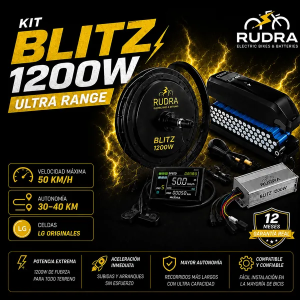 Kit eléctrico Blitz 1200W para bicicleta – Rudra Lima